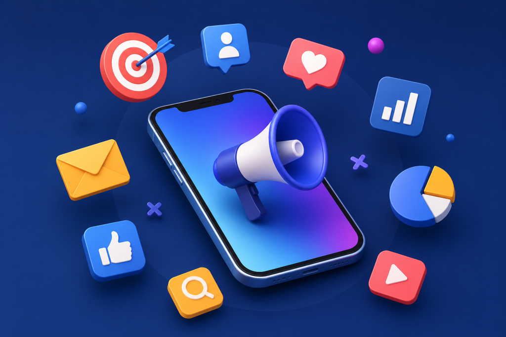 App marketing and digital icons