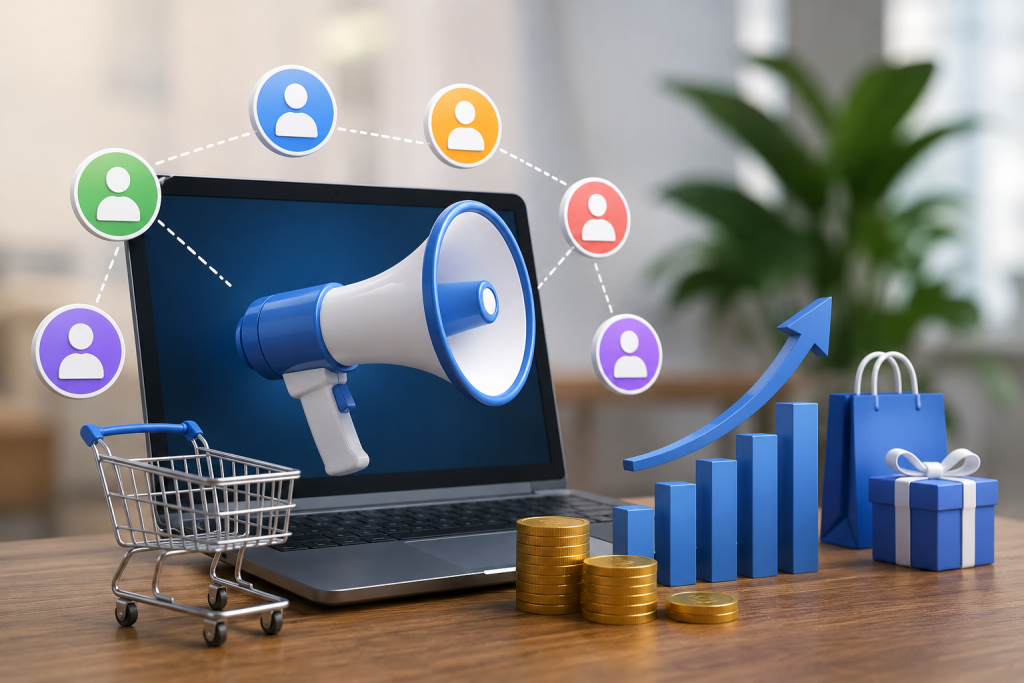 Affiliate Marketing dashboard with online sales growth